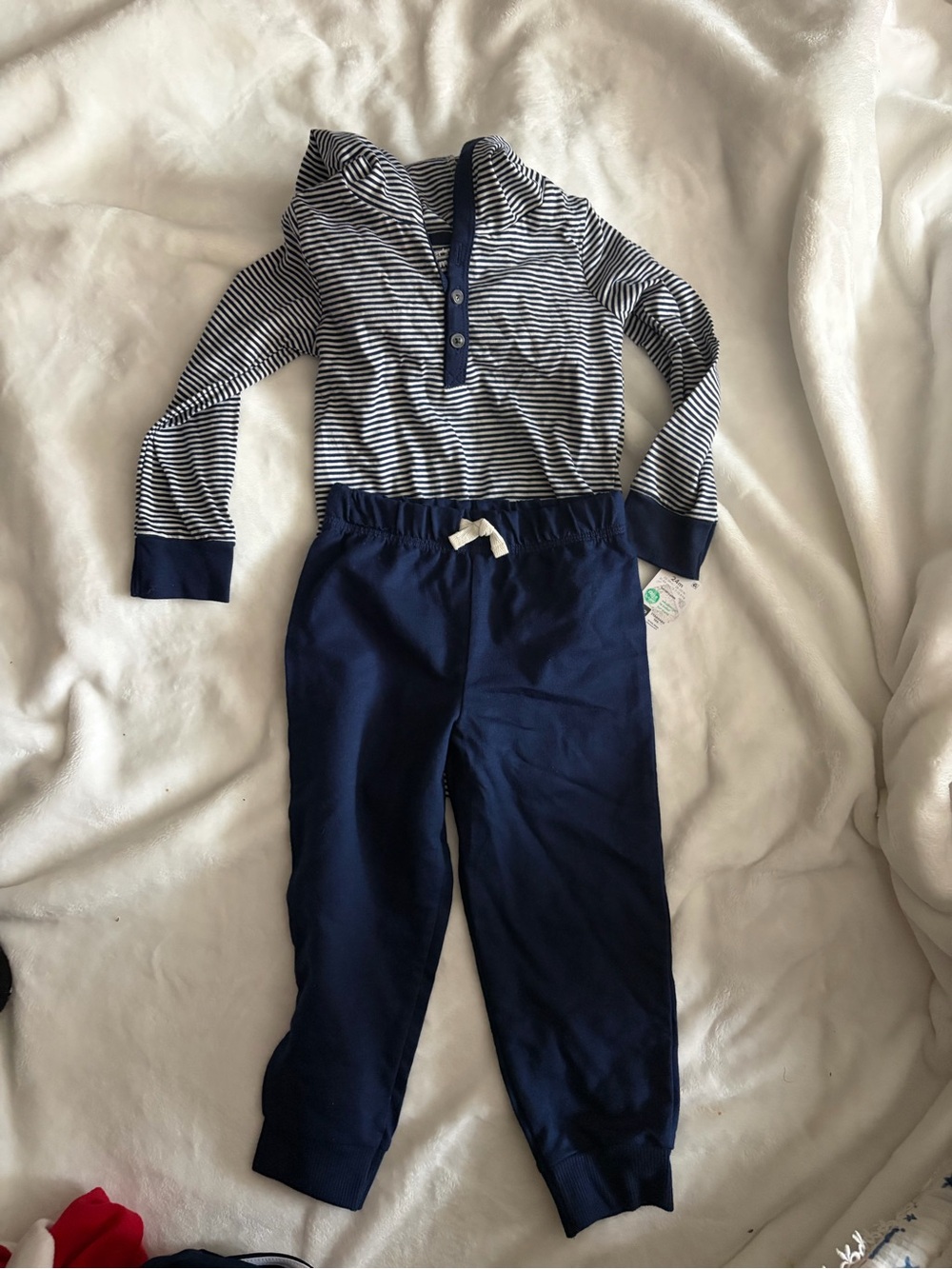 Carter's Navy Striped Top with Solid Navy Joggers